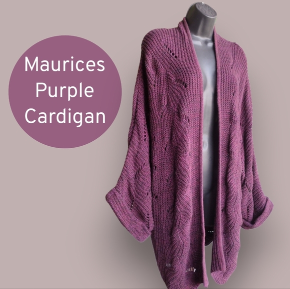 Maurices Purple Chunky Cardigan Plus Sz 1X - Picture 2 of 5